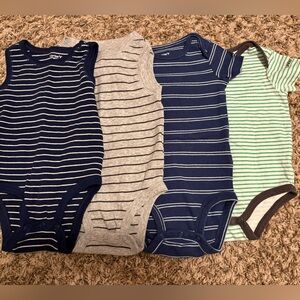 Bundle of Four Striped Onesies - 9mon